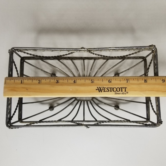 Godinger Silverplate Wire Basket Rectangular Ball Feet Fruit Basket 8.5"L - Picture 8 of 11